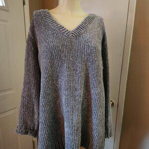 Orvis Sweater Womens XL Gray Normcore Pullover Long Sleeve Polyester V-Neck